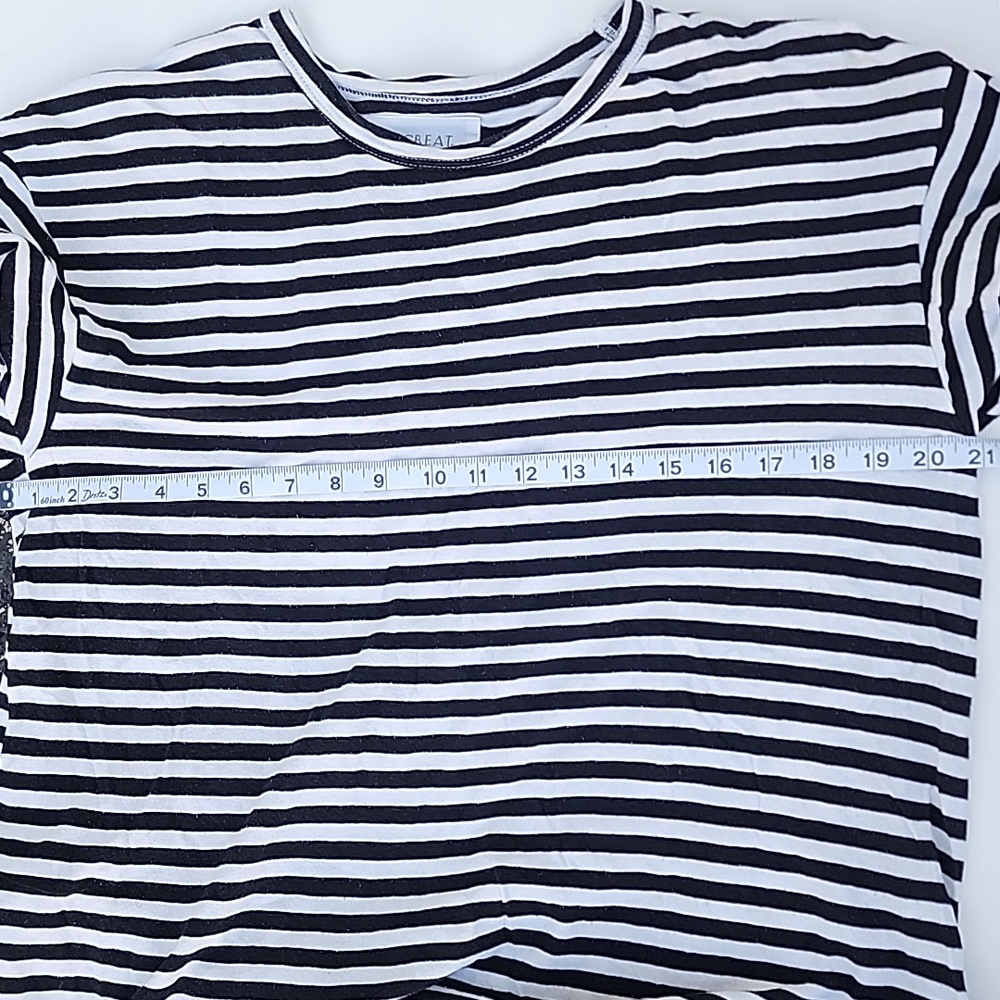 THE GREAT. Black and White Striped Tee Small - Picture 8 of 8